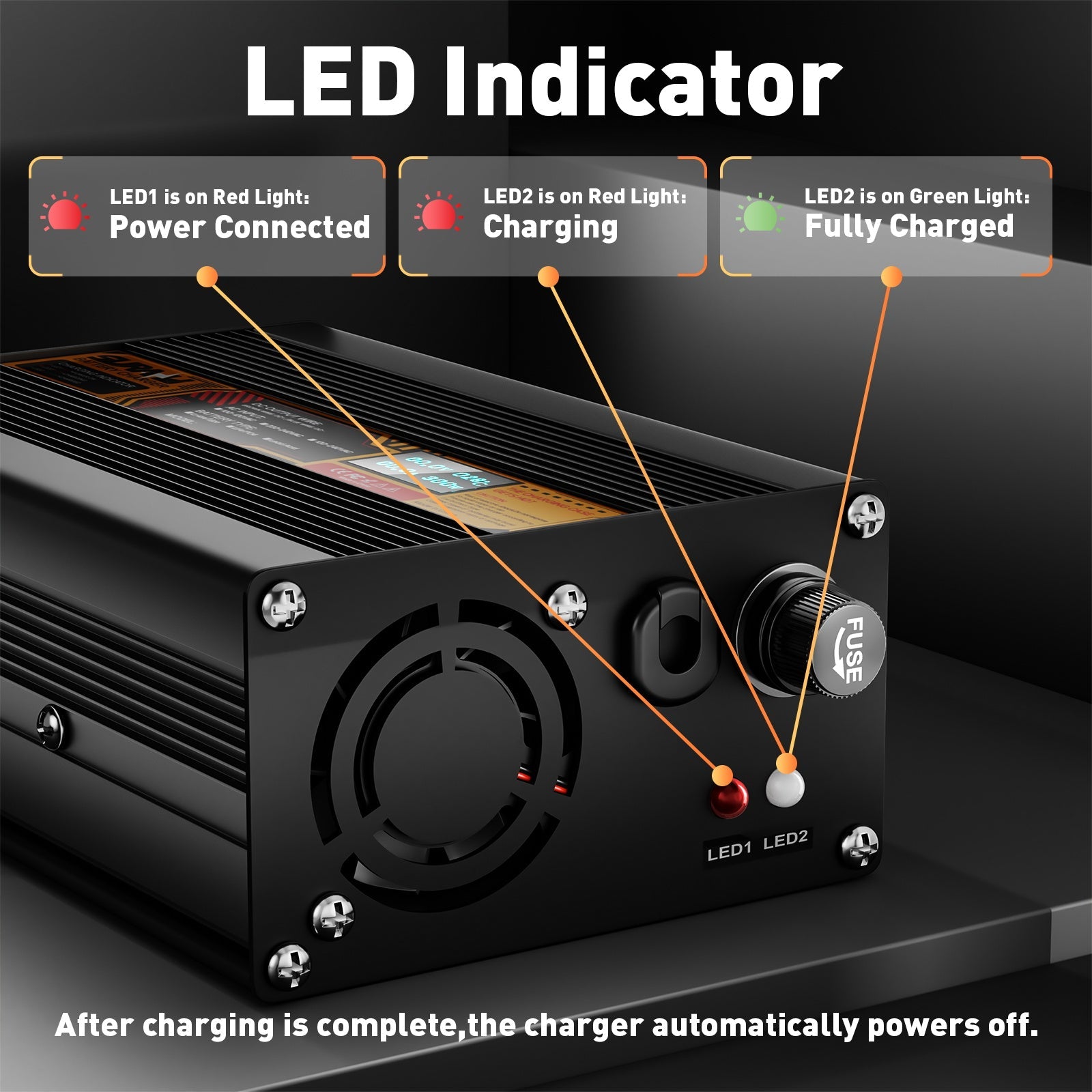 Suraziki Lead Acid Battery 12V 15A Battery Charger for 12V Lead Acid AGM GEL Deep Cycle and Auto Starting Batteries, LED Display, Full Protection，Aluminum alloy shell