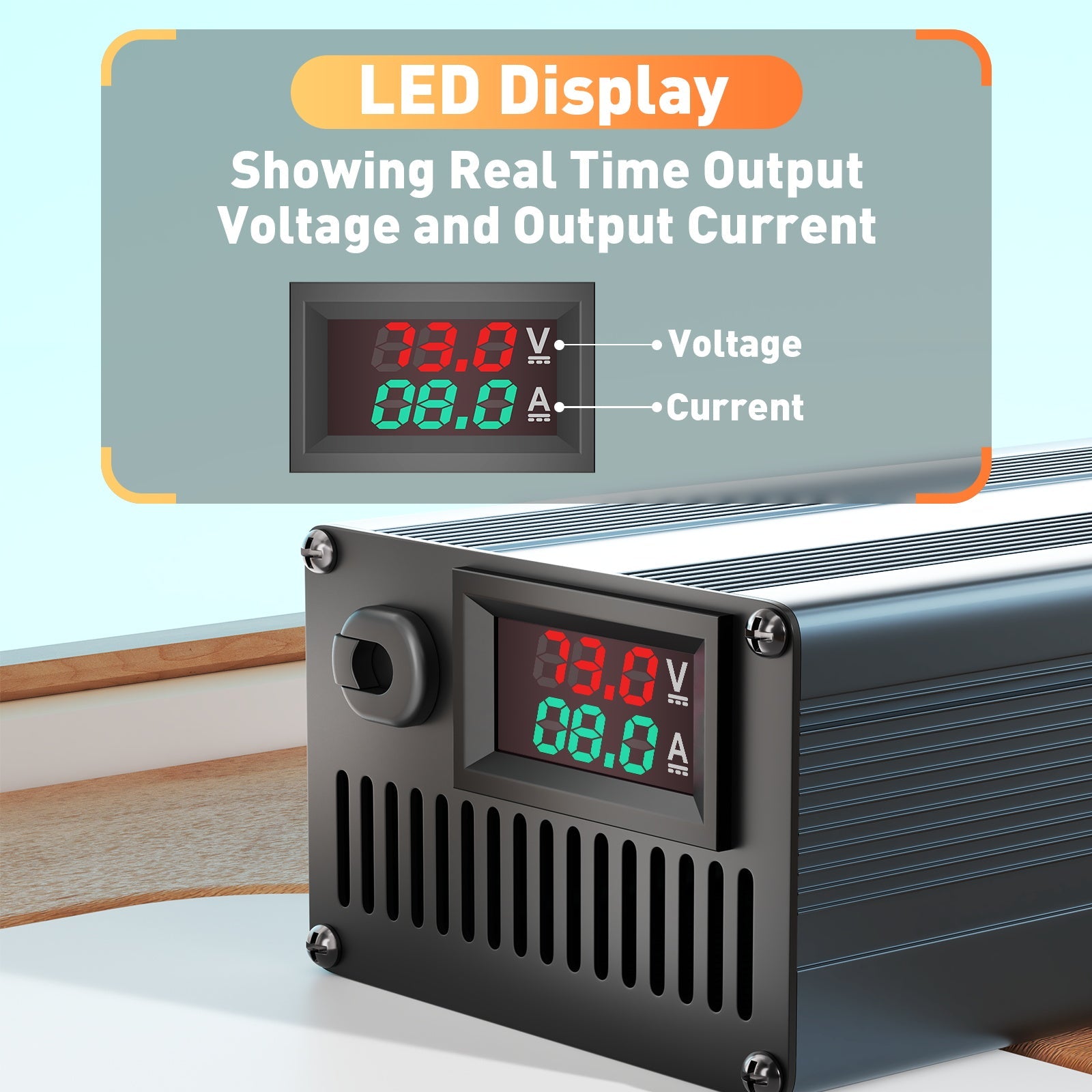 Suraziki 73 V 1–8 A stromverstellbares Lithium-LiFePO4-Batterieladegerät für 64 V (60 V) LiFePO4-Batterie, Golfwagen-Trolling-Motor, Wohnmobil-Boot-Batterieladegerät