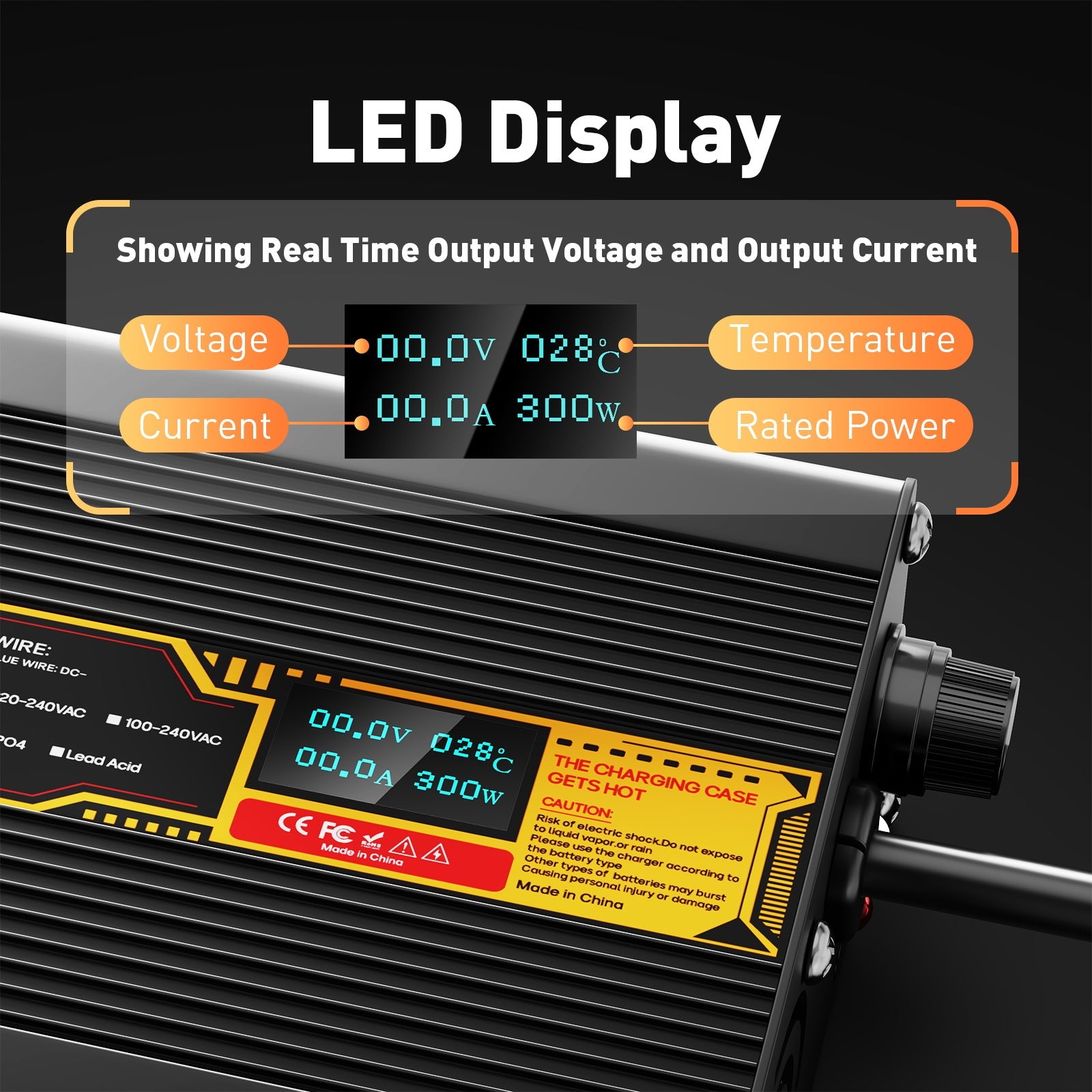 Suraziki Lithium 79,8 V 3,5 A Batterieladegerät für 70,3 V Lithium-Ionen-Polymerbatterien, LED-Anzeige, vollständiger Schutz, Gehäuse aus Aluminiumlegierung