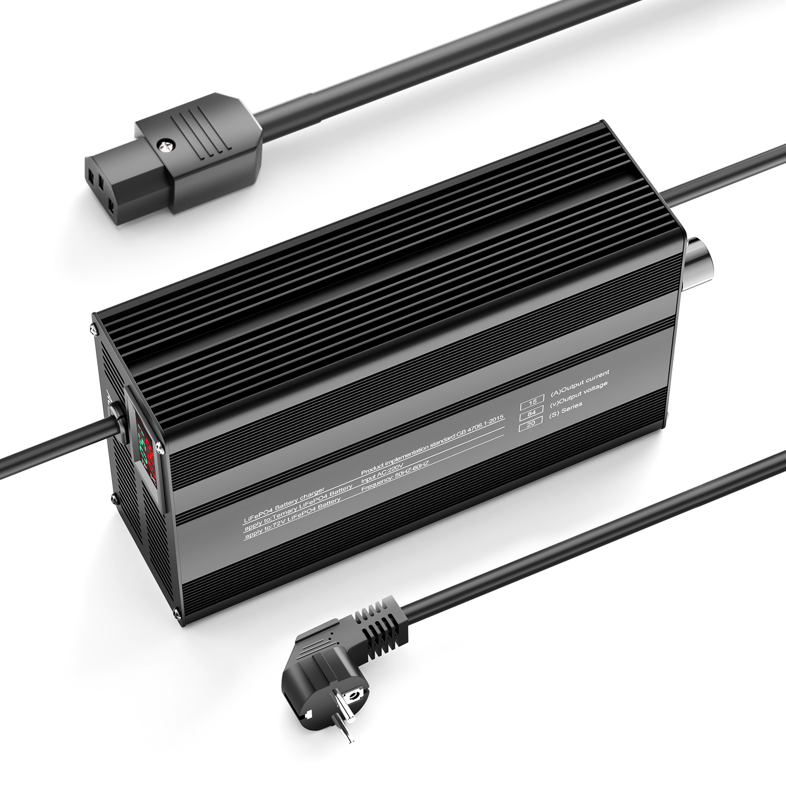 Suraziki 84V 1-15A Current Adjustable Lithium Battery Charger for 20S 74V Li-Ion/Ternary Lithium/Polymer Batteries, Ebike Scooter Battery Charger