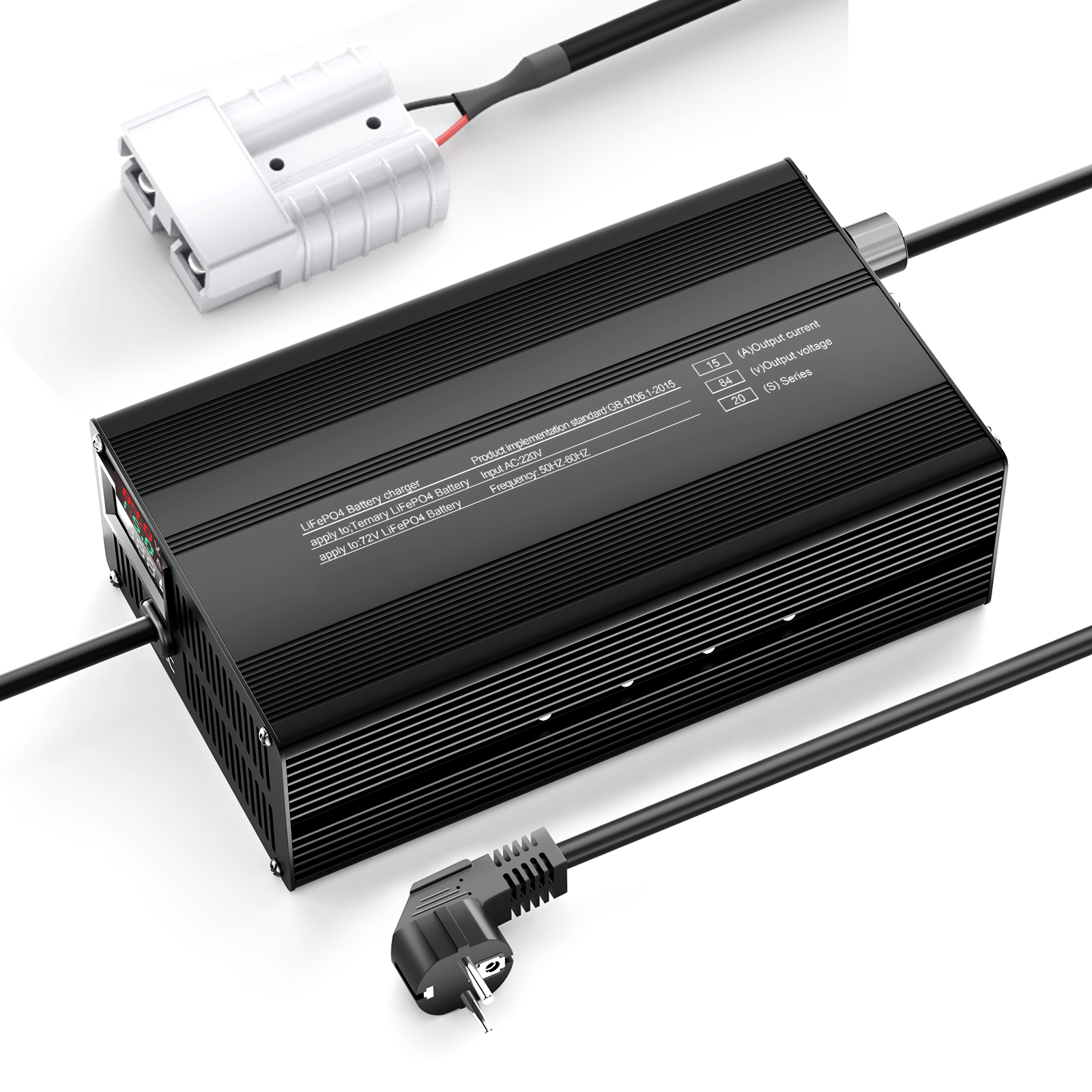 Suraziki 84V 1-15A Current Adjustable Lithium Battery Charger for 20S 74V Li-Ion/Ternary Lithium/Polymer Batteries, Ebike Scooter Battery Charger