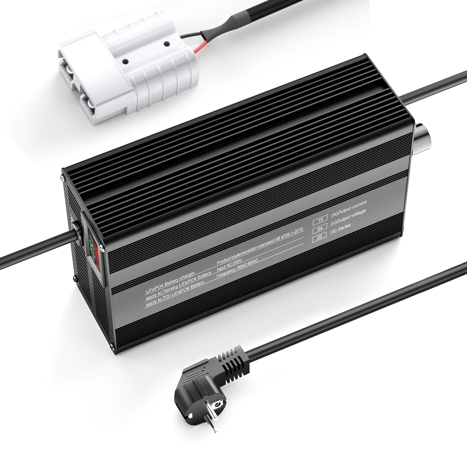 Suraziki 84V 1-15A Current Adjustable Lithium Battery Charger for 20S 74V Li-Ion/Ternary Lithium/Polymer Batteries, Ebike Scooter Battery Charger